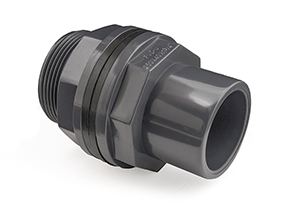 Metric Grey PVC Plain to Threaded Tank Connector